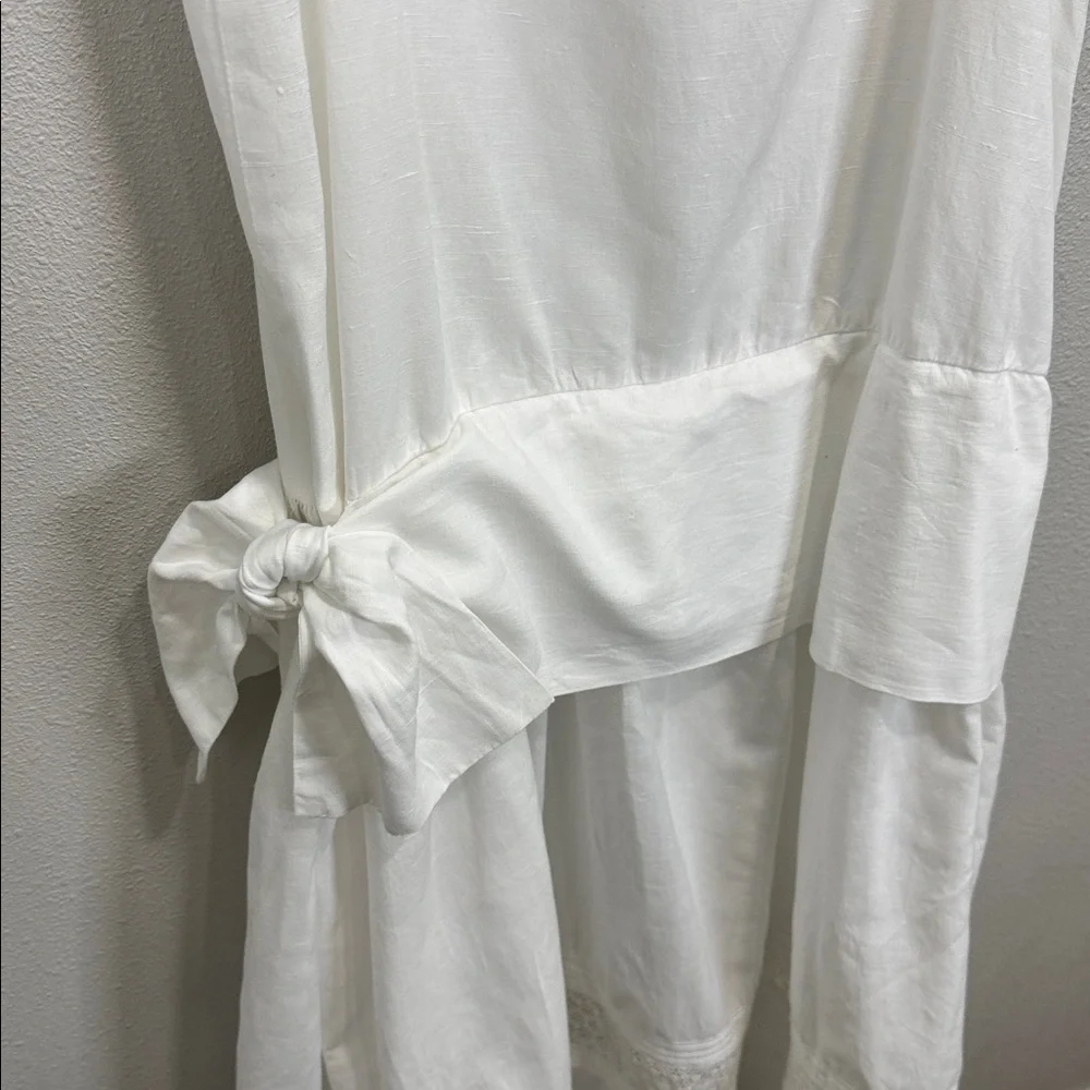 Eileen West vintage dropped waist White Midi slip Dress cotton linen blend - Picture 6 of 11